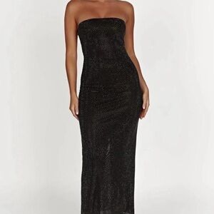 Meshki Black Strapless Midi Dress